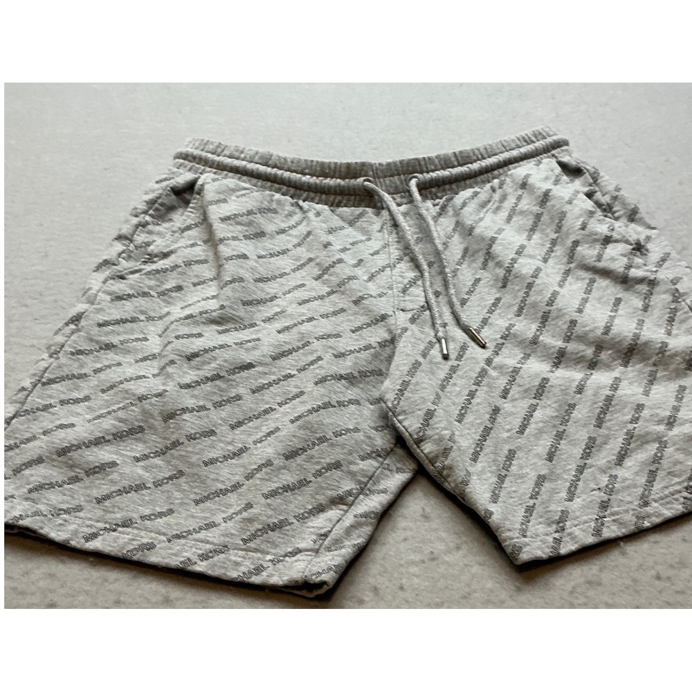 Michael Kors Logo Print Sweat Shorts‎ Grey Fleece Drawstring Mens Size M